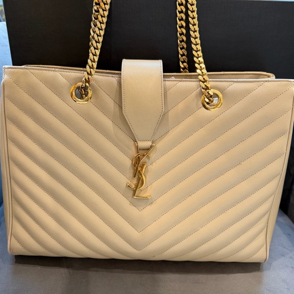 Reserved- YSL Matelasse Quilted Shopper Tote Bag beige gold - Picture 3 of 17